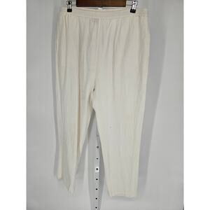 Toofan Women's Elastic Waist White Wide Leg High Rise Casual Pant Size XL
